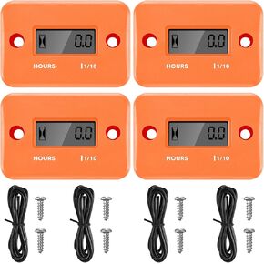 4 Pieces Hour Meters for Small Engines Inductive Digital Engine Meter Automatically Shutdown Tachometers Small Hour Tachometers for Motorcycle Lawn Mower Generator Chainsaws (Black)