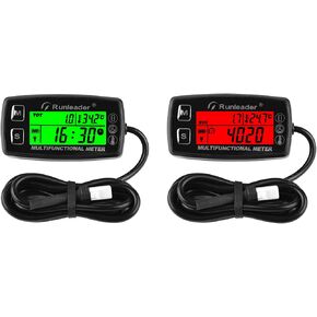 Runleader Digital Tach Hour Meter,Engine Temperature Gauge,Alert RPM & Temp,Backlights Display for Lawn Tractor Compressor Generator Snowmobile Marine Jet Ski Pit Bike (RL-HM035A-TS002-2PCS) in Saudi Arabia