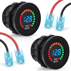 قطعتين من Frienda DC 12 فولت مقاوم للماء LED عرض الجهد الرقمي قياس لوحة دائرية للفولتميتر للسيارات مع أطراف بطارية فولتميتر مقاومة للماء R مع ضوء أزرق لقارب قارب سيارة بحرية دراجة نارية in Kuwait