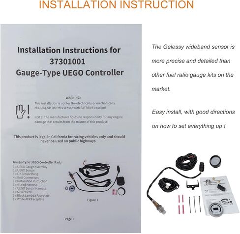 30-4110 UEGO Air/Fuel Ratio Gauge AFR 52mm with 4.9 LSU Sensor, wideband Sensor, WideBand A/F Ratio UEGO O2 Controller Gauge Kit in Saudi Arabia