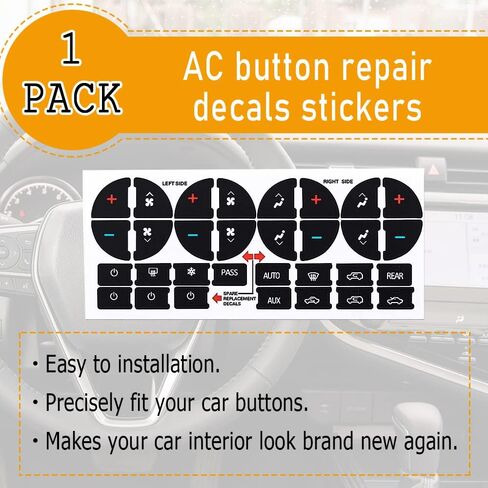 AC Dash Button Repair Kit, Replacement AC Dash Button Sticker Repair Kit Fit, Fix Ruined Faded AC Controls AC Dash Button Sticker Repair Kit Fit for Vehicles, Car SUV Truck Accessories (16 Key) in Saudi Arabia