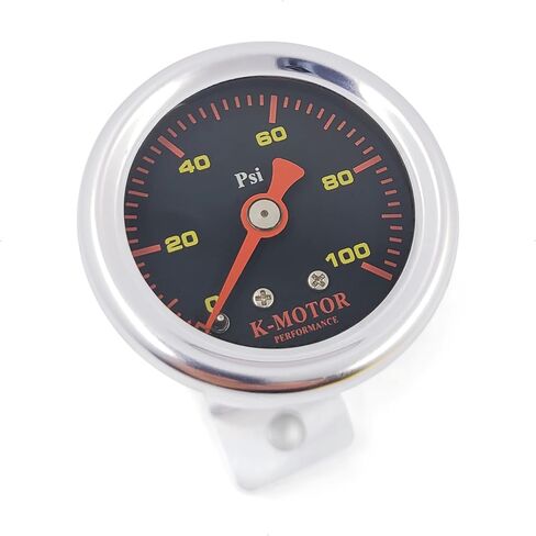 K-Motor Pressure Gauge for Fuel and Oil - 1/8 NPT - 100 Psi - Black in Saudi Arabia