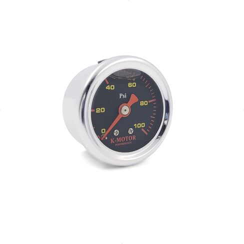 K-Motor Pressure Gauge for Fuel and Oil - 1/8 NPT - 100 Psi - Black in Saudi Arabia
