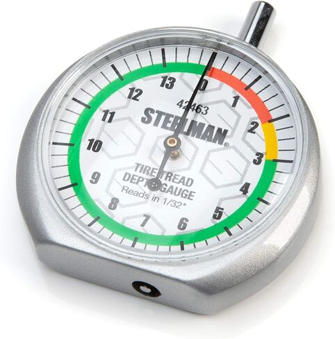 Steelman Color Coded Tread Depth Gauge, Quickly Identifies Amount of Tread on Tires, Reads in MM and 32nds in Saudi Arabia
