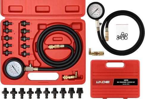 مجموعة قياس ضغط الزيت من LLNDEI، مجموعة اختبار ضغط زيت المحرك 0-140 رطل لكل بوصة مربعة لقياس ضغط الزيت الميكانيكي ATVs والشاحنات والسيارات (11 تركيبًا) in Kuwait