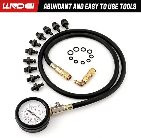 مجموعة قياس ضغط الزيت من LLNDEI، مجموعة اختبار ضغط زيت المحرك 0-140 رطل لكل بوصة مربعة لقياس ضغط الزيت الميكانيكي ATVs والشاحنات والسيارات (11 تركيبًا) in Kuwait