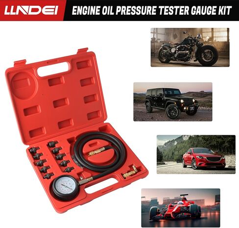 مجموعة قياس ضغط الزيت من LLNDEI، مجموعة اختبار ضغط زيت المحرك 0-140 رطل لكل بوصة مربعة لقياس ضغط الزيت الميكانيكي ATVs والشاحنات والسيارات (11 تركيبًا) in Kuwait