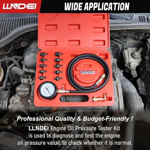 مجموعة قياس ضغط الزيت من LLNDEI، مجموعة اختبار ضغط زيت المحرك 0-140 رطل لكل بوصة مربعة لقياس ضغط الزيت الميكانيكي ATVs والشاحنات والسيارات (11 تركيبًا) in Kuwait