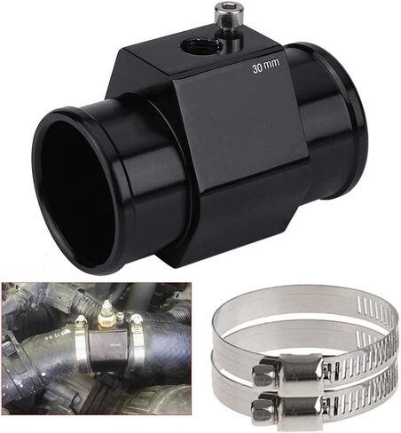 Black Aluminum Water Temp Meter Temperature Gauge Joint Pipe Radiator Sensor Adaptor Attachment Hose Clamps 26mm in Kuwait