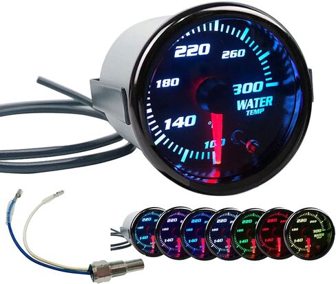 52mm Water Temp Gauge 7 Color Tinted 2"-1/16" Temperature Meter 100-300℉ Fahrenheit Includes Electronic Thread 1/8 NPT Sensor in Saudi Arabia