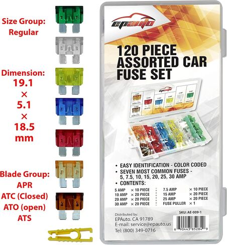 120 Pieces - EPAuto Assorted Car Truck Standard Blade Fuse Set (5/7.5/10 / 15/20 / 25/30 AMP) in Saudi Arabia