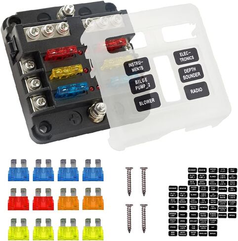 Soyond 6 Way Marine Fuse Block Fuse Box with LED Warning Indicator Fuse Panel for RV Boat Car Truck in Saudi Arabia