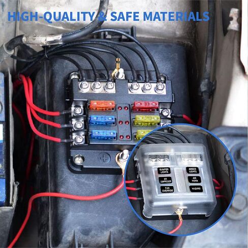 Soyond 6 Way Marine Fuse Block Fuse Box with LED Warning Indicator Fuse Panel for RV Boat Car Truck in Saudi Arabia