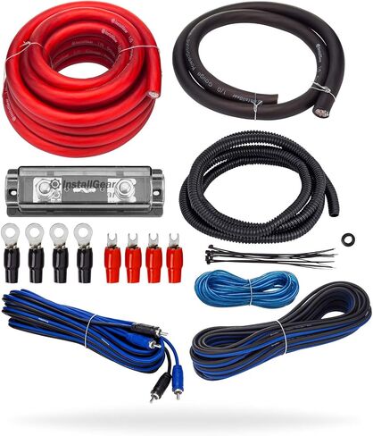 InstallGear Dual 1/0 Gauge Amp Wiring Kit | Amp Kit with 4 Amplifier Installation Wiring True Spec and Soft Touch Wire | 4 Gauge Wire, 1/0 Gauge Amp Kit, Amplifier Wiring Kit, Sub Wiring Kit in Saudi Arabia