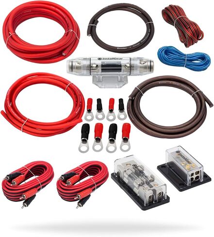 InstallGear Dual 1/0 Gauge Amp Wiring Kit | Amp Kit with 4 Amplifier Installation Wiring True Spec and Soft Touch Wire | 4 Gauge Wire, 1/0 Gauge Amp Kit, Amplifier Wiring Kit, Sub Wiring Kit in Saudi Arabia