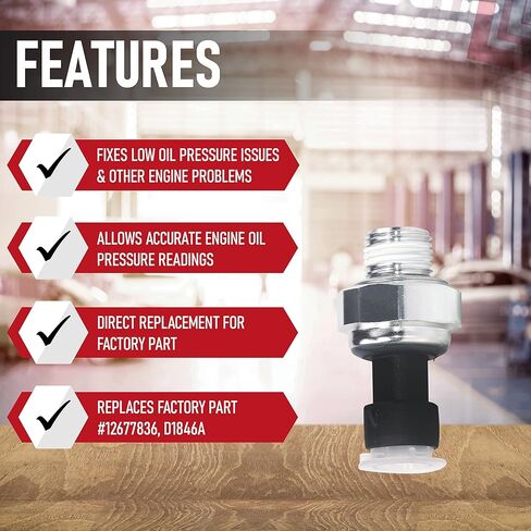 مفتاح استشعار ضغط زيت المحرك - يستبدل 12677836، D1846A، 926040، 12585328 - متوافق مع سيارات Chevy، GMC وغيرها من السيارات GM - Silverado، Trailblazer ، Tahoe، Suburbanan، Sierra Grand Prix in Kuwait