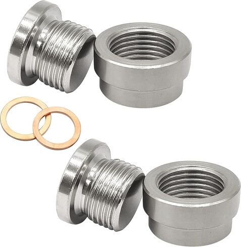 O2 Oxygen Sensor Mounting Bungs and Plugs Exhaust Weld in Bung M18 x 1.5 Thread Stepped Style Oxygen Sensor Fitting Bungs with Washers (2 Sets)… in Kuwait