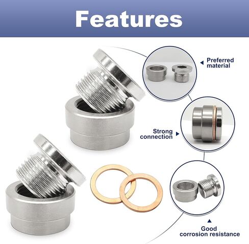 O2 Oxygen Sensor Mounting Bungs and Plugs Exhaust Weld in Bung M18 x 1.5 Thread Stepped Style Oxygen Sensor Fitting Bungs with Washers (2 Sets)… in Kuwait