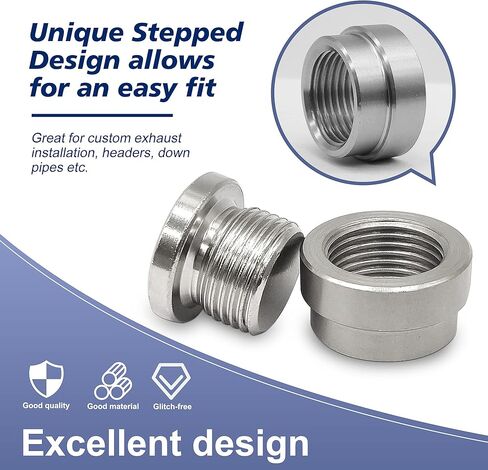 O2 Oxygen Sensor Mounting Bungs and Plugs Exhaust Weld in Bung M18 x 1.5 Thread Stepped Style Oxygen Sensor Fitting Bungs with Washers (2 Sets)… in Kuwait