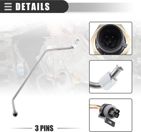 مستشعر الضغط الخلفي للعادم من Motoforti، مستشعر أنبوب EBP، لسيارة Ford F-250 V8 445 7.3L 1994-1996، معدن، مع سلك، F4TZ9D477A، لون فضي، مجموعة واحدة in Saudi Arabia