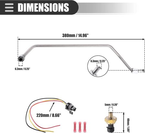 مستشعر الضغط الخلفي للعادم من Motoforti، مستشعر أنبوب EBP، لسيارة Ford F-250 V8 445 7.3L 1994-1996، معدن، مع سلك، F4TZ9D477A، لون فضي، مجموعة واحدة in Saudi Arabia