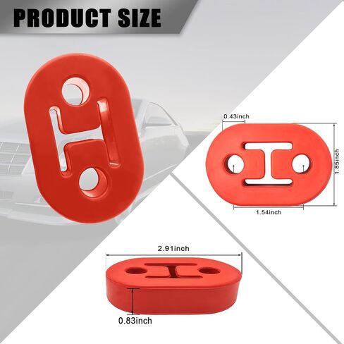 2Pcs Rubber Exhaust Hanger 4 Holes 12mm (0.47") Hole Size Universal, Muffler Bracket Mount, Insulator Bracket For Car/Truck/SUV (Black) in Saudi Arabia