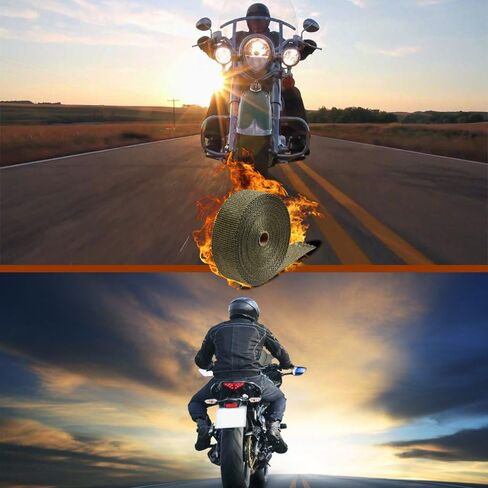 Heat Shield Insulation with Ties for Pipe 16' Roll Titanium Motorcycle Exhaust Tape Thermal Protection in Saudi Arabia