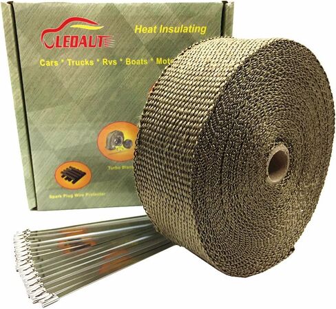 Heat Shield Insulation with Ties for Pipe 16' Roll Titanium Motorcycle Exhaust Tape Thermal Protection in Saudi Arabia