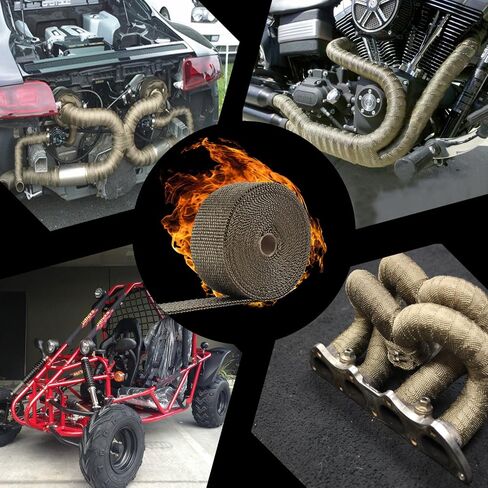 Heat Shield Insulation with Ties for Pipe 16' Roll Titanium Motorcycle Exhaust Tape Thermal Protection in Saudi Arabia