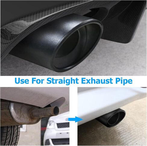 Stainless Steel Car Exhaust Tip, 2.5" to 3.3" Universal Car Exhaust Pipe Modification Tail Throat Tail Pipe, Steel Exhaust Tips Chrome-Plated Finish Tailpipe (Black/B Style) in Kuwait