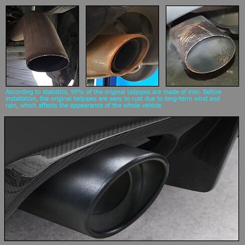 Stainless Steel Car Exhaust Tip, 2.5" to 3.3" Universal Car Exhaust Pipe Modification Tail Throat Tail Pipe, Steel Exhaust Tips Chrome-Plated Finish Tailpipe (Black/B Style) in Kuwait