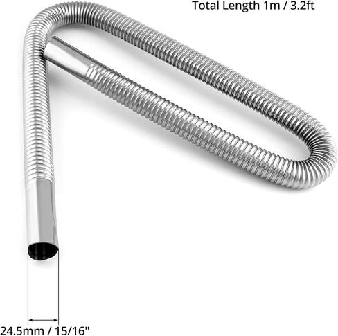 كيو وورك انبوب عادم لسخان الهواء، قطر داخلي 2.5 سم/1 انش × طول 100 سم من الستانلس ستيل لخزان الوقود، خرطوم تهوية غاز الديزل in Kuwait