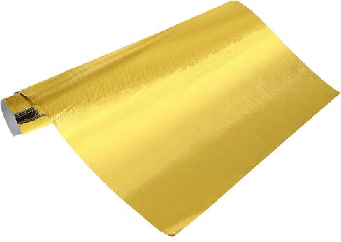 BBTO Heat Reflective Sheet Adhesive Backed Aluminized Fiberglass Heat Shield Tape Protection Barrier Heat Shield Resistant Material for Hose and Auto Use Heat Insulation Sheet(Gold, 12 x 24 Inch) in Saudi Arabia