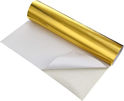 BBTO Heat Reflective Sheet Adhesive Backed Aluminized Fiberglass Heat Shield Tape Protection Barrier Heat Shield Resistant Material for Hose and Auto Use Heat Insulation Sheet(Gold, 12 x 24 Inch) in Saudi Arabia