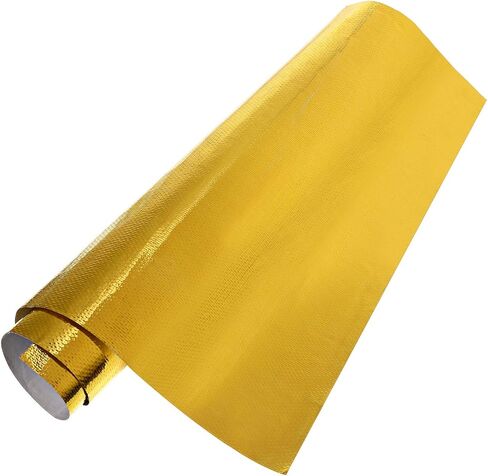 BBTO Heat Reflective Sheet Adhesive Backed Aluminized Fiberglass Heat Shield Tape Protection Barrier Heat Shield Resistant Material for Hose and Auto Use Heat Insulation Sheet(Gold, 12 x 24 Inch) in Saudi Arabia