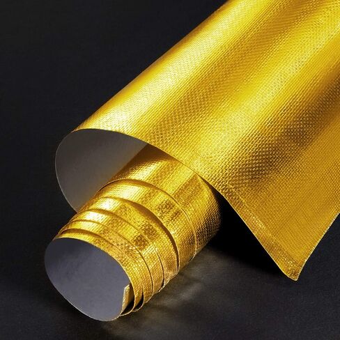 BBTO Heat Reflective Sheet Adhesive Backed Aluminized Fiberglass Heat Shield Tape Protection Barrier Heat Shield Resistant Material for Hose and Auto Use Heat Insulation Sheet(Gold, 12 x 24 Inch) in Saudi Arabia