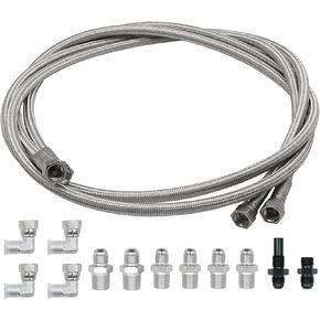 70" 6AN SS Braided Transmission Cooler Hose Lines,for 700R4 4L60 4L60E 4L65E 4L80E,Compatible with Ford C6/AOD & GM Chevy 1996-2021