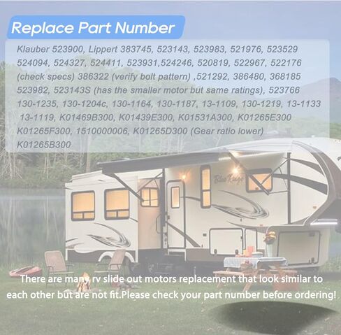 محرك منزلق للخارج RV Power Gear، PN 523900 523143 523983 521976 محرك منزلق للخارج، محرك علبة التروس البديل، عمود مزدوج 12 فولت - ضمان لمدة 3 سنوات in Kuwait