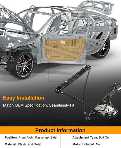 A-Premium Power Window Regulator without Motor Replacement for BMW E46 323i 325i 325xi 328i 330i 330xi Front Left Driver Side in Saudi Arabia