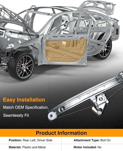 A-Premium Power Window Regulator without Motor Replacement for BMW E46 323i 325i 325xi 328i 330i 330xi Front Left Driver Side in Saudi Arabia