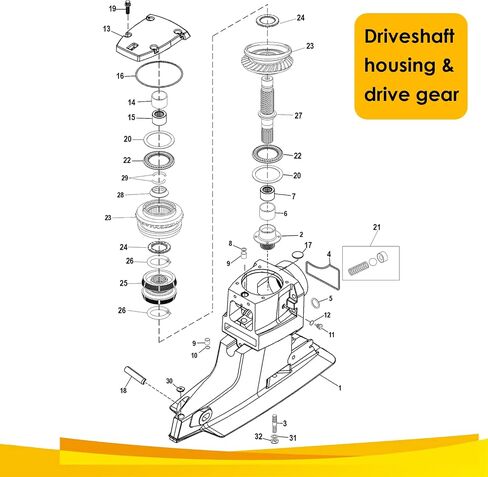18-2643 Upper Gear Housing Seal Kit for Mercruiser Bravo Blackhawk, GLM 87480, Mallory 9-74301, Mercruiser Stern Drives 26-16709A1, for Driveshaft Housing & Drive Gears in Saudi Arabia