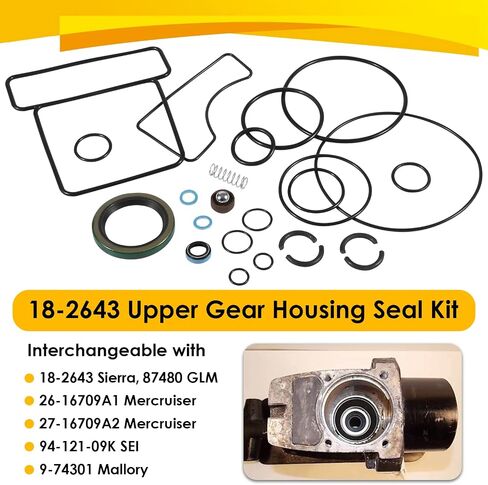 18-2643 Upper Gear Housing Seal Kit for Mercruiser Bravo Blackhawk, GLM 87480, Mallory 9-74301, Mercruiser Stern Drives 26-16709A1, for Driveshaft Housing & Drive Gears in Saudi Arabia