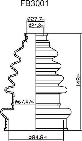 FB3001K Universal Large Shaft CV Boot Kit for Cars and SUVs with 24mm and Larger Shaft Size (1 Boot 1 Cone) in Saudi Arabia