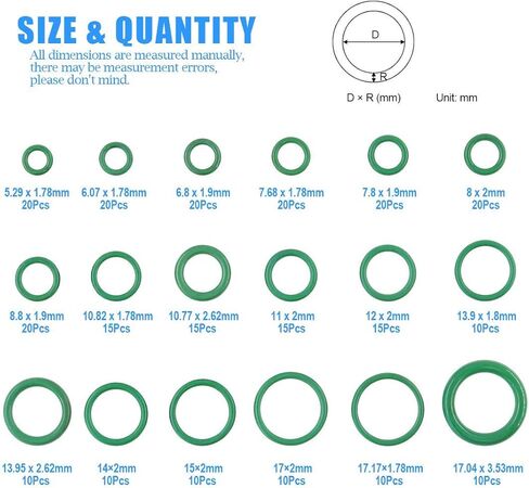 SINOCMP Multi Assortment 270pcs O-Ring Seal Kit for Car Vehicle Auto Repair (270pc HNBR O-Ring Assortment) in Kuwait