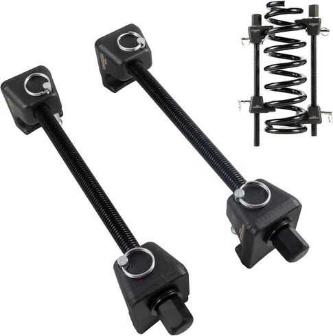 OEMTOOLS 25553 MacPherson Strut Spring Compressor, Heat-Treated Thread Rod Strut Compressors, Coil Spring Compressor w/ Forged Hooks, 9" Threaded Length , Black in Kuwait