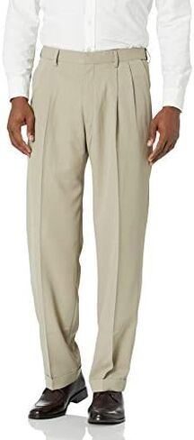 Haggar Men's Mynx Gabardine Pleat-Front Dress Pant with Hidden Expandable Waist in Saudi Arabia