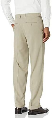 Haggar Men's Mynx Gabardine Pleat-Front Dress Pant with Hidden Expandable Waist in Saudi Arabia
