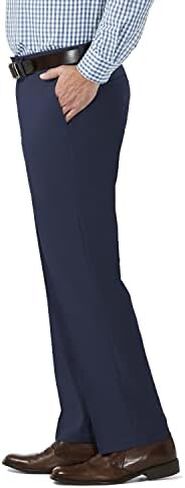 Haggar Men's Solid Gabardine Expandable Waistband Flat-Front Pant in Saudi Arabia
