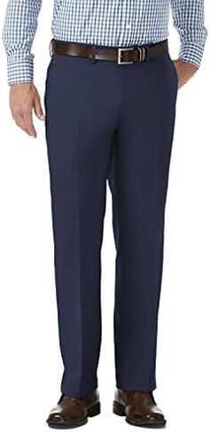 Haggar Men's Solid Gabardine Expandable Waistband Flat-Front Pant in Saudi Arabia