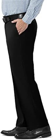 Haggar Men's Solid Gabardine Expandable Waistband Flat-Front Pant in Saudi Arabia